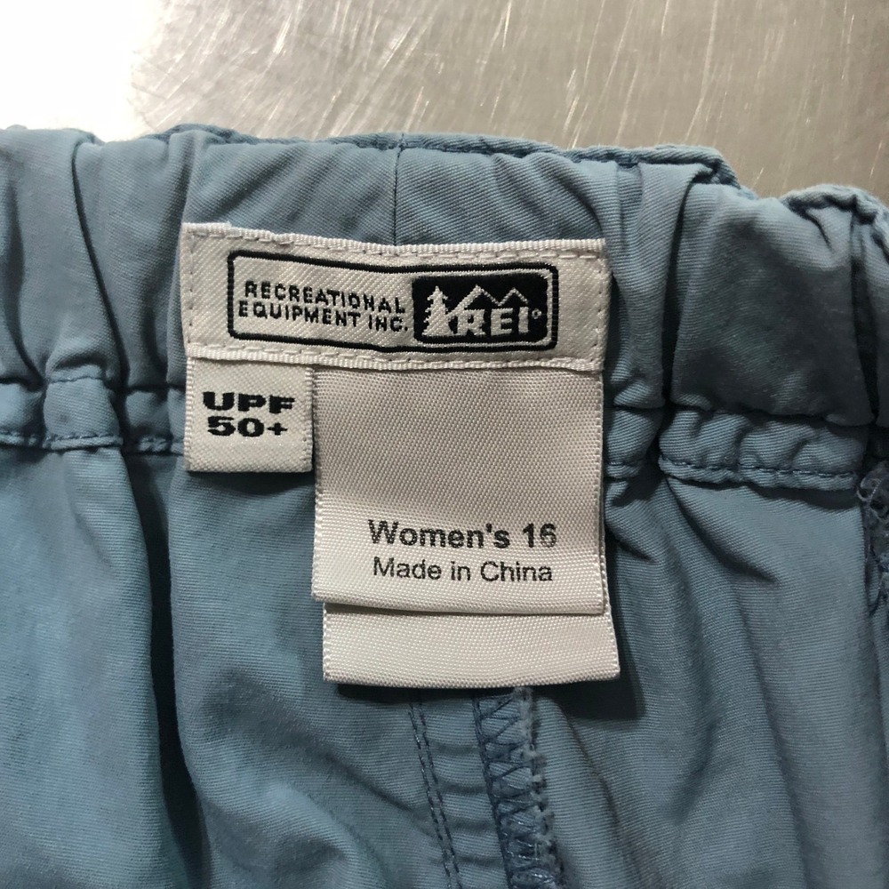 REI Sahara Cargo Hiking Shorts Womens 16 Blue UPF 50 Sun Protection Belted - Picture 3 of 6